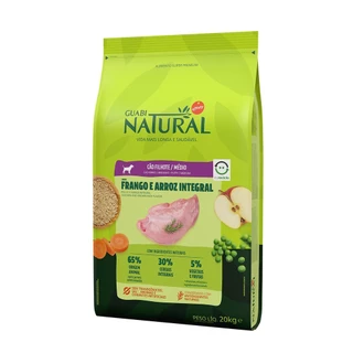 Ração Guabi Natural Cães Filhotes de Porte Médio sabor Frango e Arroz Integral 20kg