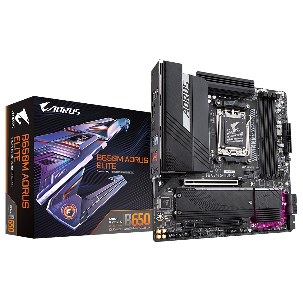 Placa-Mãe Gigabyte B650m Aorus Elite, AMD Am5,Micro Atx,Ddr5