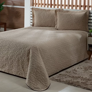 Kit Colcha Cobre Leito Casal Queen Matelado Caminho Sem Fim 03 peças