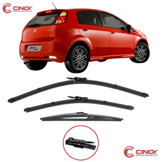 Kit 3 Palhetas Fiat Punto 2008 2009 2010 2011 2012 2013 2014 2015 2016 Limpador De Parabrisa Dianteiro + traseiro