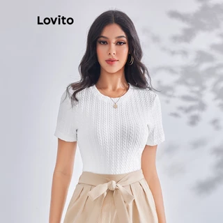 Lovito Camiseta Básica Lisa Casual Para Mulheres LBE03047 (Damasco)