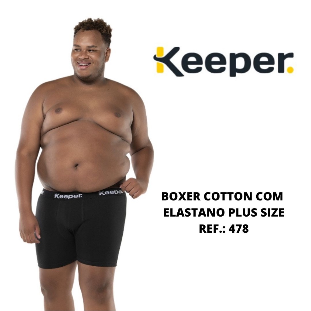 Cueca boxer algodão cotton com elastano plus size Keeper Ref.: 478