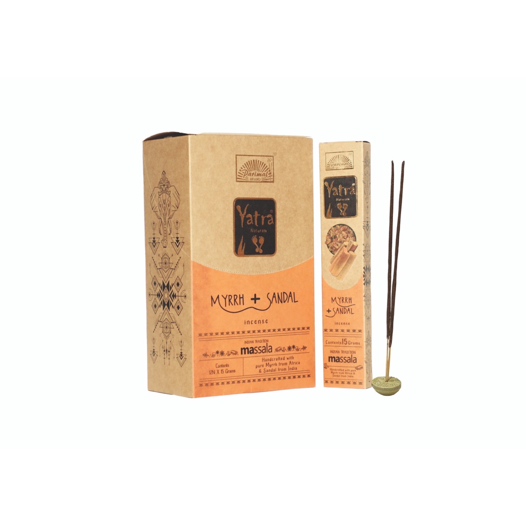 Incenso Yatra Natural Parimal Mirra Com Sândalo Box Com 12 Caixas