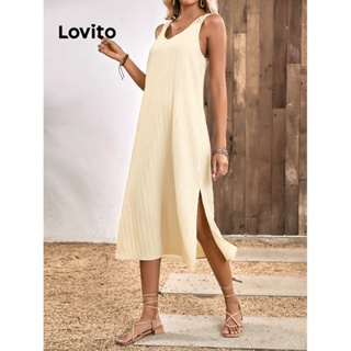 Lovito Vestido Boho com Costura Simples para Mulheres LBL06091 (Caqui)