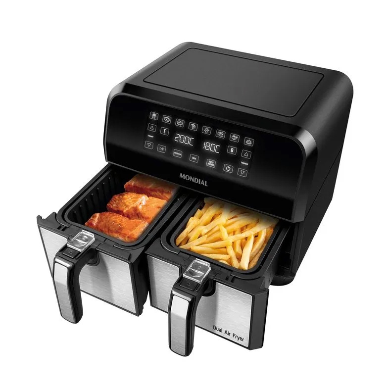 FRITADEIRA AIR FRYER DUAL DUPLO CESTO 8L, MONDIAL, 2200W, 220V - AFD-01-BI
