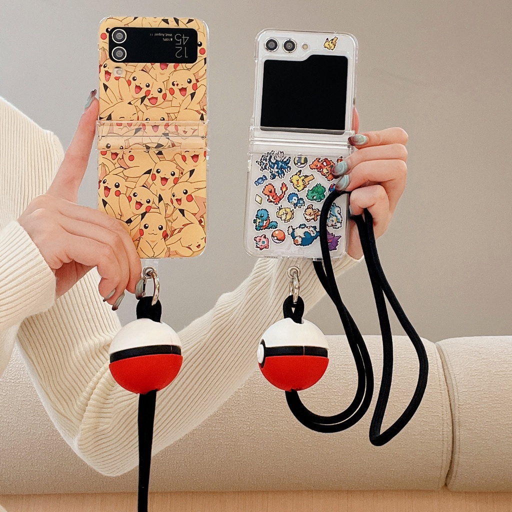 samsung-galaxy-z-flip-flip5-caixa-3-em-1-pokemon-pikachu-com-corrente