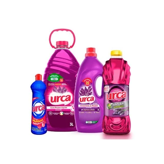 Kit Lava Roupas Liquido Urca Lavanda - 3L + Amaciante Urca Lavanda - 2L + Multiuso Urca Maxx Lavanda Azul 500ml + Desinfetante Urca Lavanda 2l