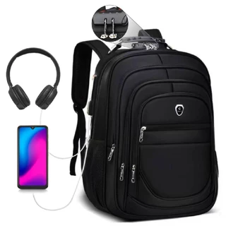 Mochila Escolar Executiva Masculina Feminina Com Cabo USB Trava com Senha