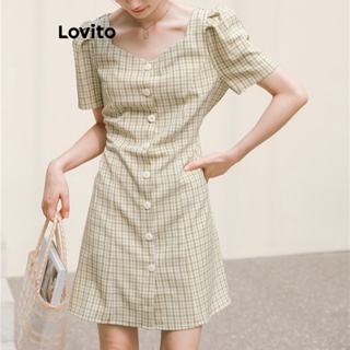 Lovito Vestido Casual Listrado Plissado Com Zíper Lateral Para Mulheres LNE42213