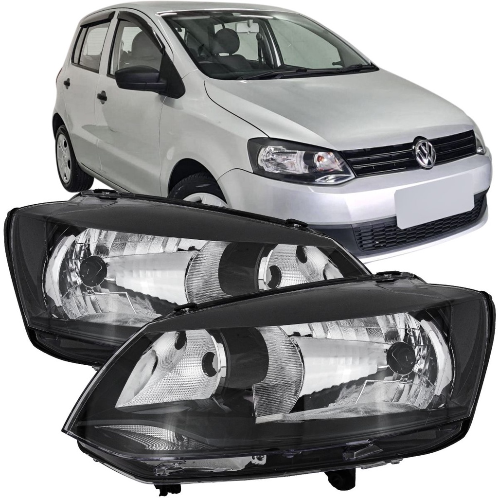 Par Farol VW Fox 2010 2011 2012 2013 2014 Foco Simples Mascara Negra ...