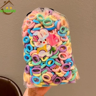 100 Pcs/Set Tie Hair Thumb Rubber Band Bebê Alta Elasticidade Não Machuca A Cor Do Cabelo Banda De Borracha Enlatada Acessórios De
