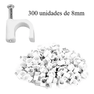 Grampo Fixa Fio Cabo Coaxial Miguelao 8mm Branco Passa Fio Acabamento Design