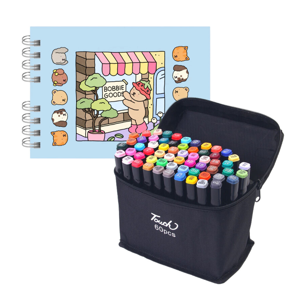 Kit Canetinhas Livro de Colorir Bobbie Goods 50 Páginas 60 Canetas Capa ...