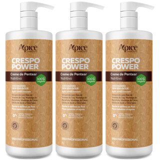 Kit 3 Creme De Pentear Nutritivo Apse Apice Crespo Power Vegano Profissional Uso Diario 1L