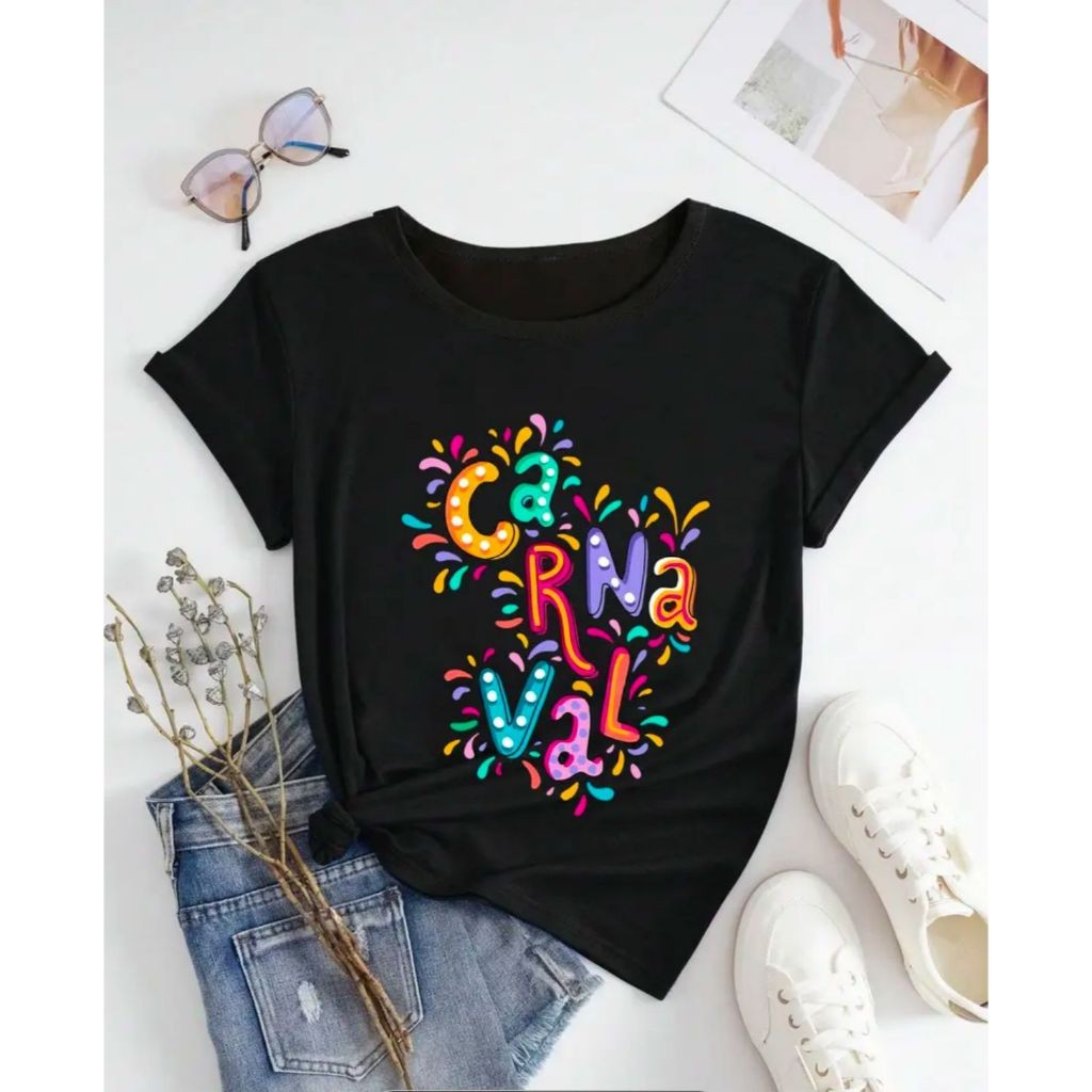 Blusa Carnaval Feminina Masculina Estampa Carnaval Colorida e Alegre ...