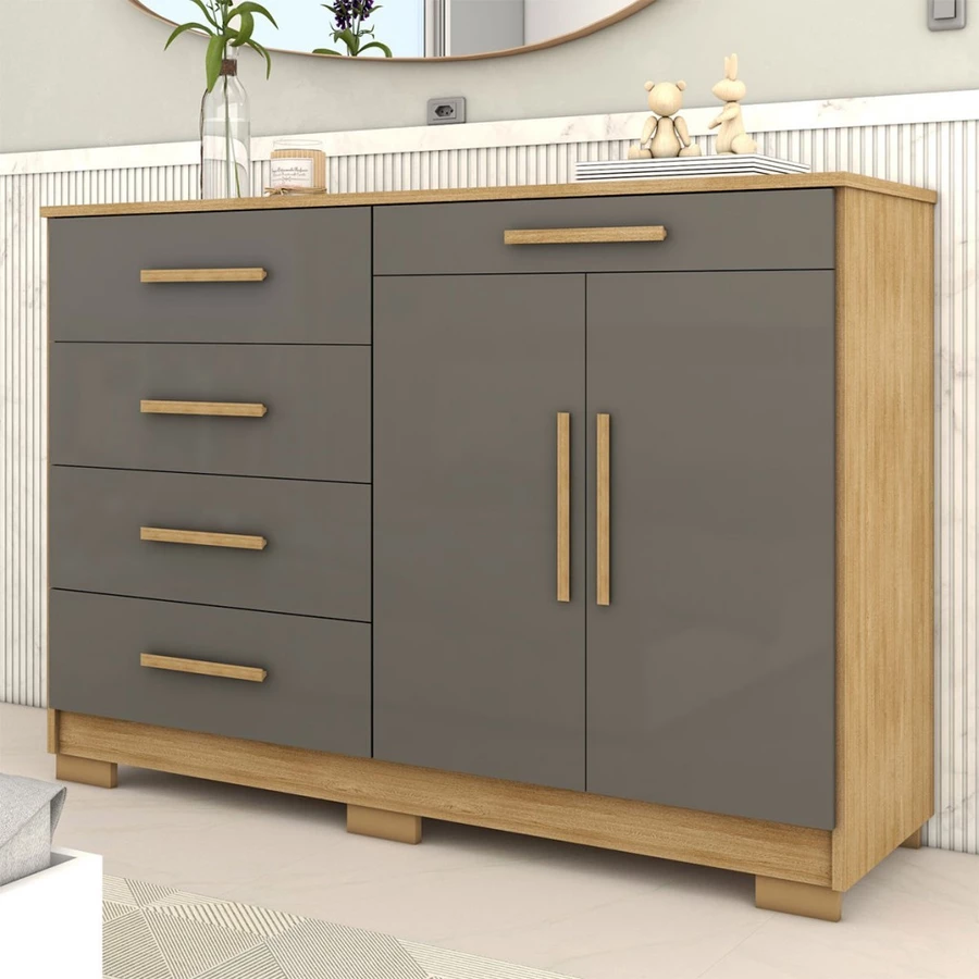Cômoda Tailândia 2 Portas 5 Gavetas