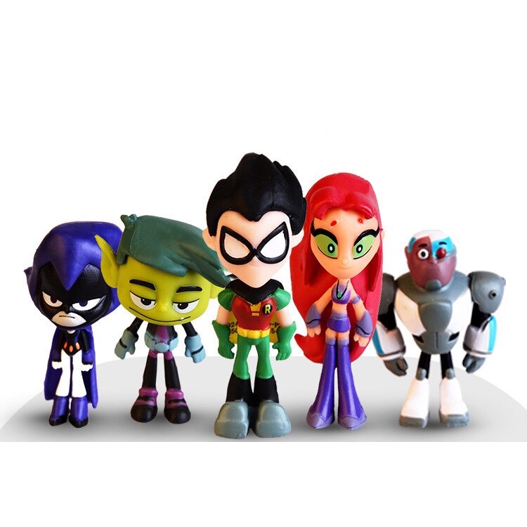 SET BONECOS JOVENS TITAS TEEN TITANS GO ROBIN MUTANO ESTELAR CYBORG ...
