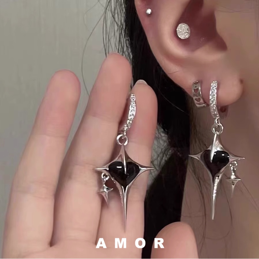 Brincos Cross Star Heart Diamond Earrings Desenho De Nicho De Amor