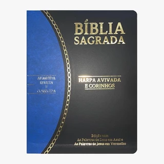 Bíblia Sagrada Slim | RC | Letra Grande | Harpa Avivada e Corinhos | Preto e Azul