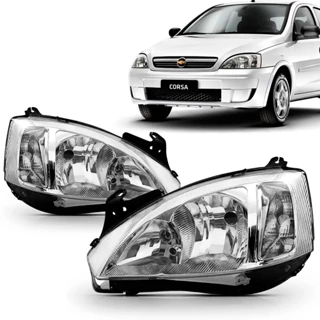 PAR FAROL CORSA MONTANA 2008 ATÉ 2012 MÁSCARA CROMADA