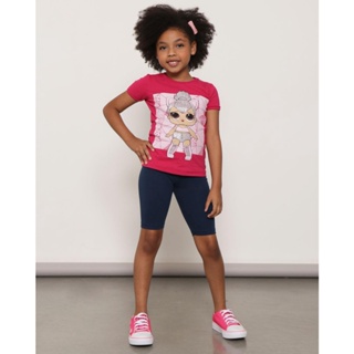 Conjunto Infantil Curto Com Estampa LOL Rosa