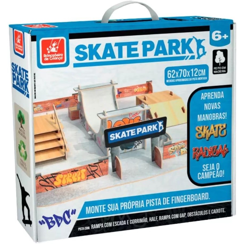 Pista Rampa Skate Dedo + Trave Mdf Fingerboard Sk8 Brinquedo