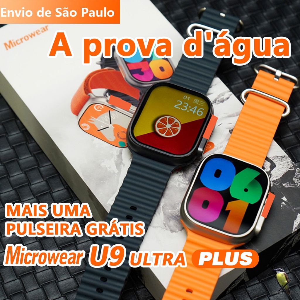 AppleClub Microwear U9 Ultra Plus NFC GPS à prova d'água IP68 Relógio inteligente Series 9 Smartwatch Bússola 2.2 Tela Grande 49mm GPS Pista Homens Esporte Original IWO Smartwatch