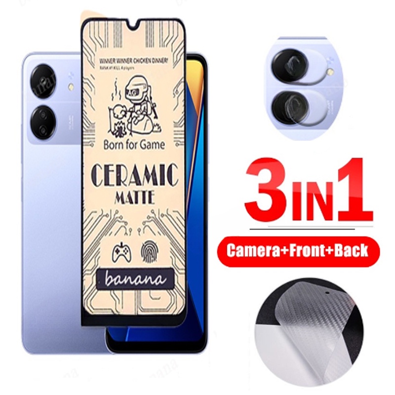 3 Em 1 Xiaomi Poco C65 Vidro Cerâmico Temperado De Cobertura Total Para X4 Pro 5G F5 X5 M4 M3 M6 C40 Protetor De Tela Mate