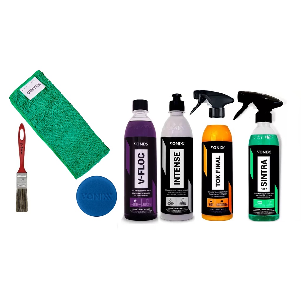 KIT LIMPEZA AUTOMOTIVA LAVAGEM E CERA VONIXX
