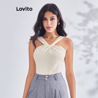 Lovito Body Jacquard com Cruzamento Frontal para Mulheres LBE03078 (Off White)