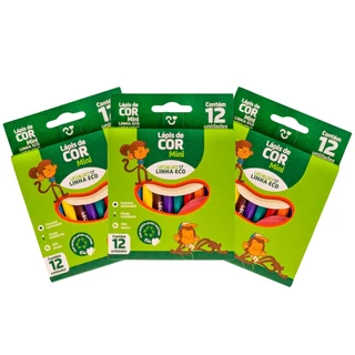 50 Cxs Mini Lápis De Cor 12 Cores Leo&leo Atacado