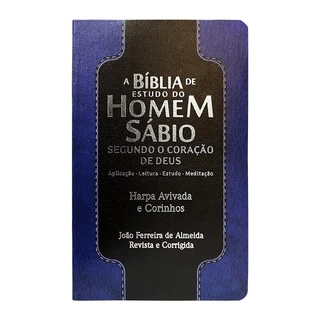Bíblia De Estudo do Homem Sábio | Harpa e Corinhos |Azul e Preto