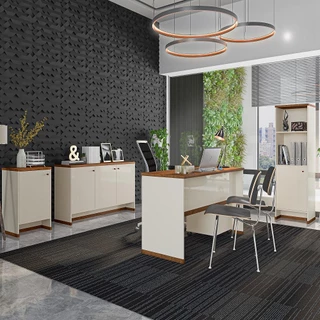 Conjunto Escritório Office Escrivaninha Balcões Gaveteiro Berlin - ViaNossa