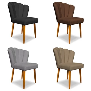 Cadeira Pétala Linho Poltrona Decorativa Pétalas De Flor Sala De Estar Recepção Quarto Decoração Design Pétalas Pés Palito