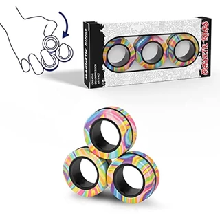 3 Unid . Conjunto De Brinquedos Magnéticos Antiestresse/Fidgets ADHD , Ímã De Alívio Da Ansiedade Do Anel Rotativo Adulto