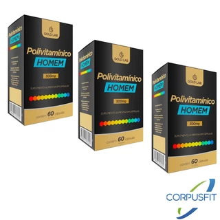 Kit 3x Polivitamínico para HOMENS 500mg 60 Cápsulas - Gold Lab