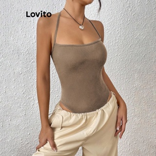 Lovito Body Casual Liso Com Amarração Nas Costas Para Mulheres L74ED074