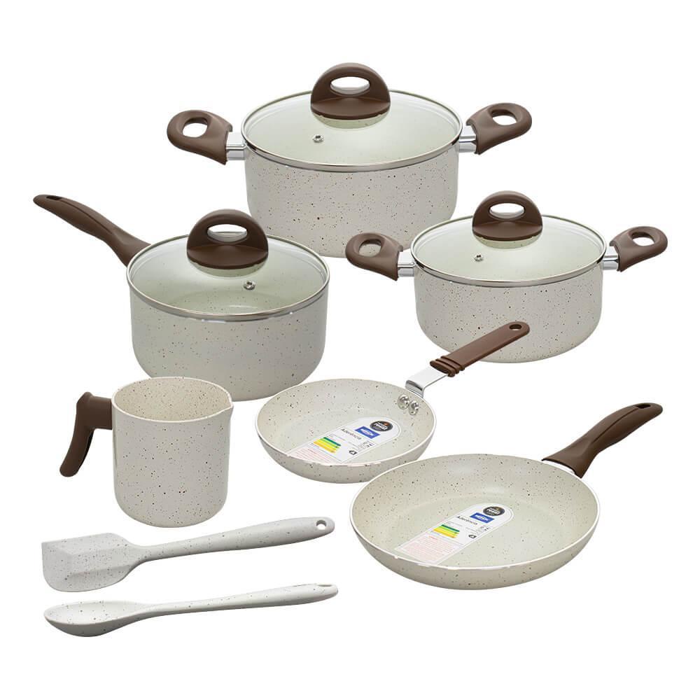 Conjunto De Panelas Revestimento Antiaderente Cerâmica Ceramic Life Smart Plus Vanilla 8 Peças – Brinox