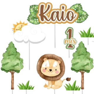 Topo Topper Decoração De Bolo Enfeite Animais Safari