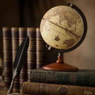 [Em STOCK] 22cm Mapa Da Terra Do Globo Mundial Inglês Retro Base De Madeira Instrumento Geografia Educação Mundi
