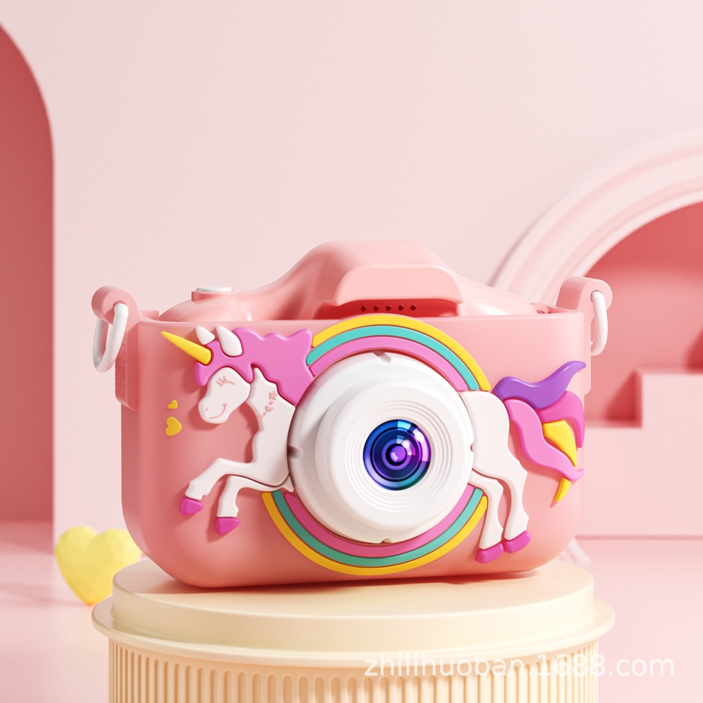Câmera infantil dos desenhos animados digital mini câmera divertida HD double-shot brinquedo presente