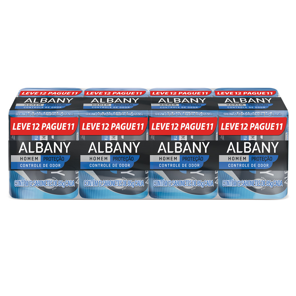 Sabonete Albany Homem Proteção Controle de Odor - 85g - Embalagem c/12 uni