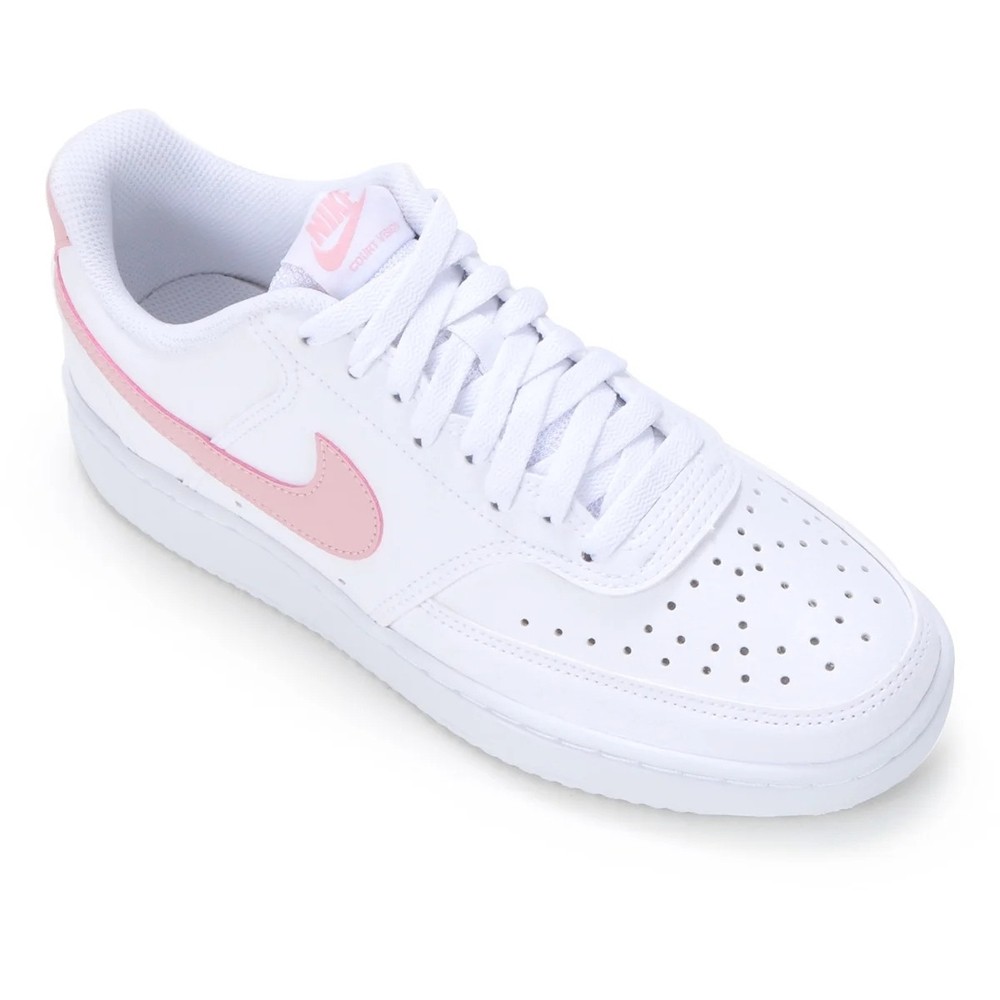 Tênis Couro Nike Court Vision Low Feminino - Branco e Rosa | Shopee Brasil