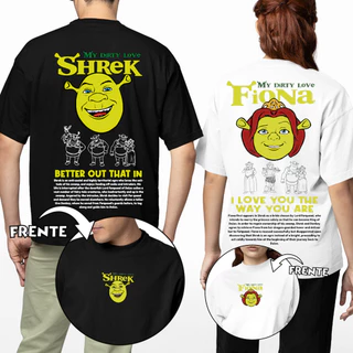 Kit Camiseta Casal Shrek e Fiona Conjunto Roupas de Casal Algodão 30.1 Premium