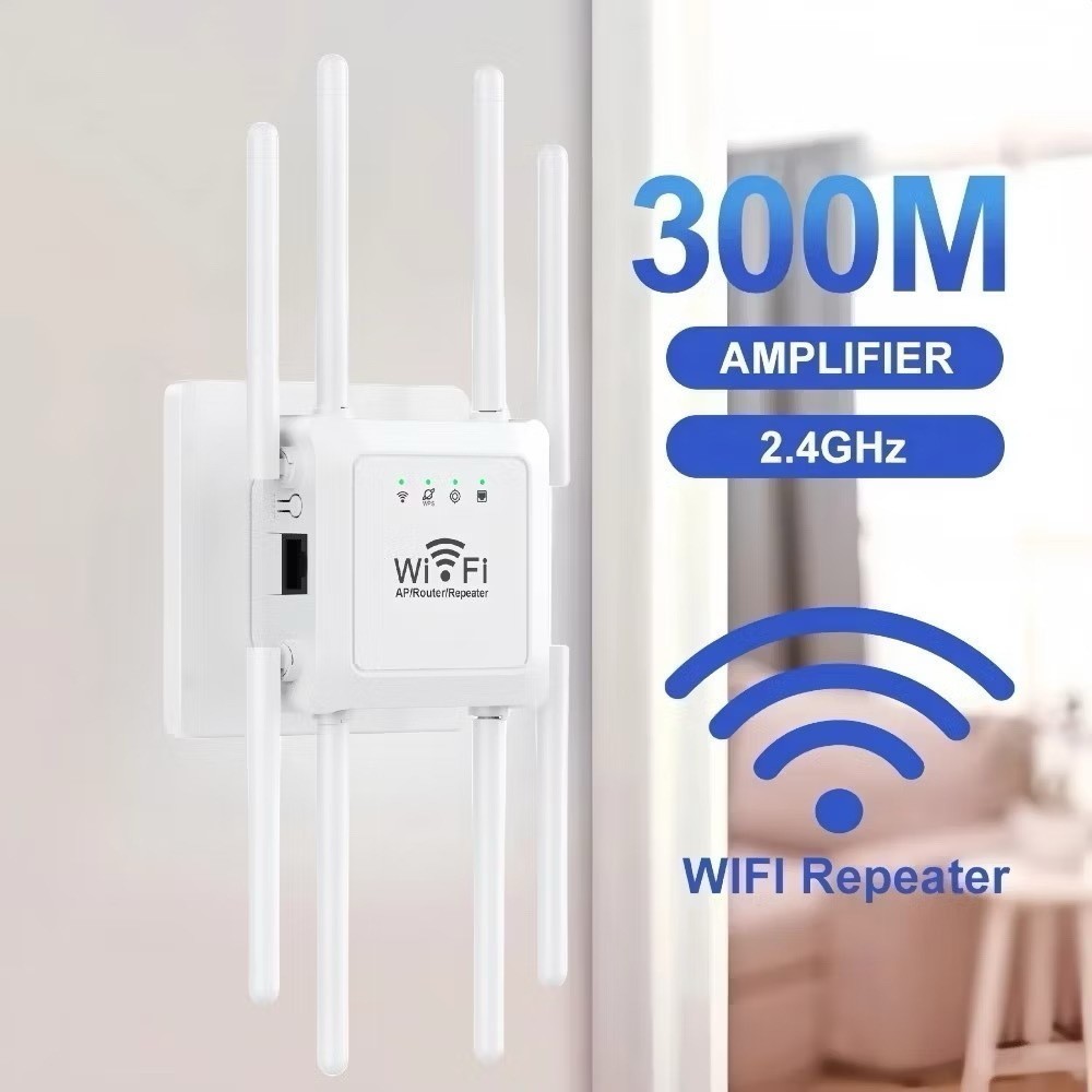 300 Mbps Wi-Fi 8 Antenna Repeater Extender WiFi Amplifier Signal Long ...