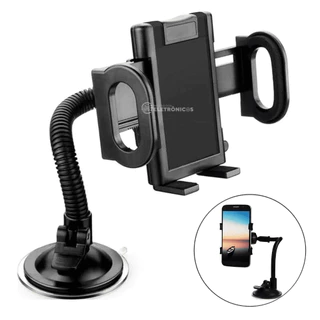 Suporte Veicular 360º Base Giratória e Fixação Forte para Celular e GPS LE022