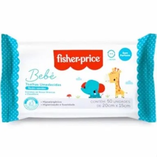 Fisher Price Babê Recém-Nascidos Toalhas Umedecidas S/Perfume 20x15cm C/50 Unidades