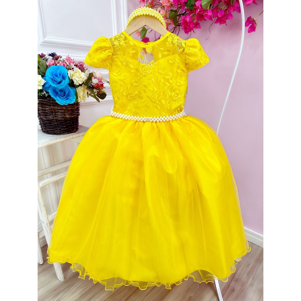 Vestido hot sale daminha amarelo