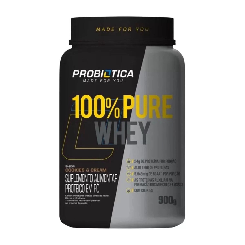 100% PURE WHEY (900G) PROBIOTICA – SABOR COOKIES