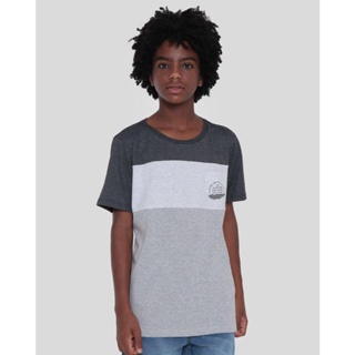 Camiseta Juvenil Recortes Mescla Cinza